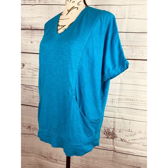 Weekends Chicos 0 Dolman Tee Shirt Womens S Pouch Pocket V Neck Short Sleeves - Picture 4 of 12